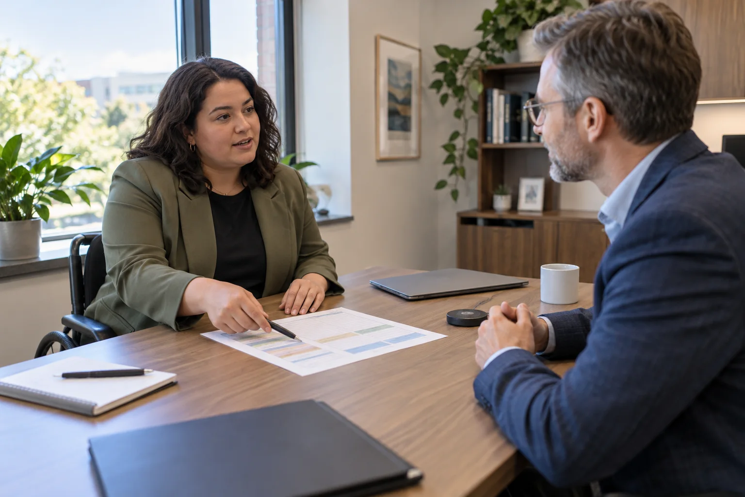 Employee and manager discussing a functional workplace accommodation request